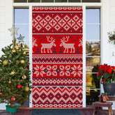 Aperturee - Red Knitted Elk Warm Merry Christmas Door Cover